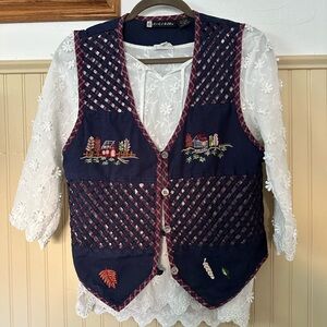 Citi-Craze Lattice Embroidered Boho, Cottagecore Vest